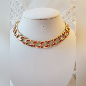 Vintage pink and gold necklace and bracelet